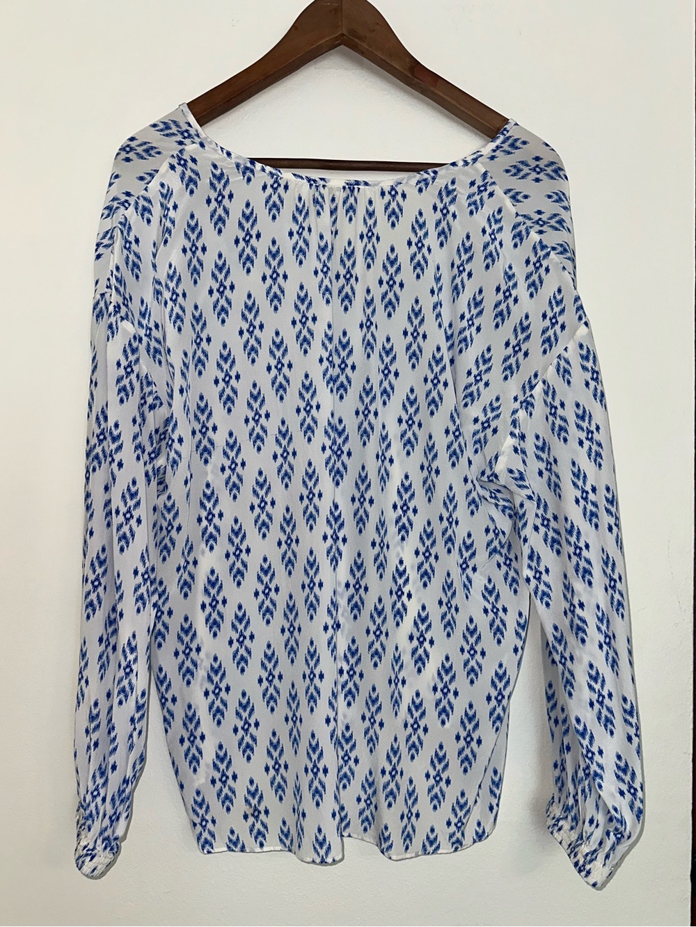 Joie Silk Blue and White Printed Blouse - Picture 2 of 4